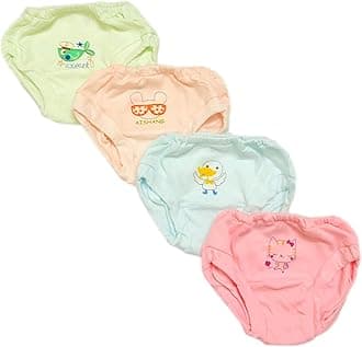 Baby Boys and Baby Girls 100% Organic Cotton Underwear/Rompers/Briefs/Panty-Multicolor(Pack of 4,6,8)
