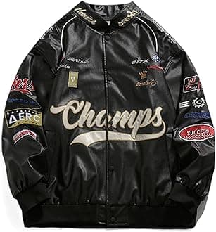 Faux Leather Racing Jacket Oversized Motorcycle Biker Racer Jackets Streetwear Unisex