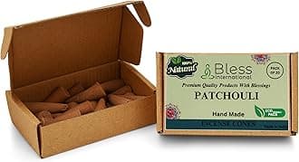 Patchouli 100%-Natural-Incense-Cones Handmade-Hand-Dipped Organic-Chemicals-Free for-Purification-Relaxation-Positivity-Yoga-Meditation The-Best-scents (20 Count)