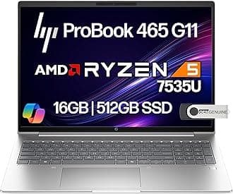 HP ProBook 465 460 G11 Business Laptop 16” FHD+ Display, AMD Ryzen 5 7535U, 16GB DDR5 RAM, 512GB NVMe, Wi-Fi 6E, RJ-45, Webcam, Backlit Keyboard, Win 11 Pro - Pike Silver Plastic