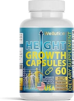 WELLUTION Bone Strength & Growth Support for Kids & Teens – Calcium, Collagen, Vitamin D3 & Herbal Blend – 60 Capsules, Non-GMO, Gluten-Free, Made in USA