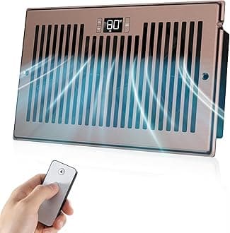 Quiet Register Booster Fan Fits 6" x 10" Register Holes, 10-Speed Smart Heating Cooling AC Vent Fan with Remote Control and Thermostat Control - Bronze