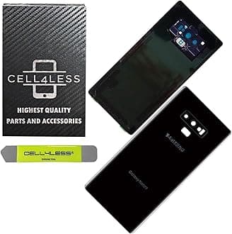 CELL4LESS Compatible Back Glass Door Cover Housing Installed Camera Frame, Lens Adhesive Replacement Samsung Galaxy Note 9 - Any Carrier - N960 (Black)
