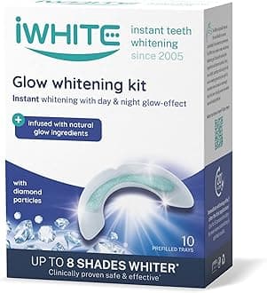 Glow Instant Teeth Whitening Kit – Up to 8 Shades Whiter – Peroxide-Free – Pap, Calcium & Diamond Technology – Results in 20 Minutes – 10 Pre-Filled Disposable Trays
