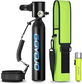 0.5L Mini Tank Dive Scuba, 5-10 Minutes Underwater Breath Device Portable Diving Cylinder Oxygen Tank Kits, Reusable Pony Bottle, Underwater Diving Breathing Training, 10M Deepest Water (BLACK)