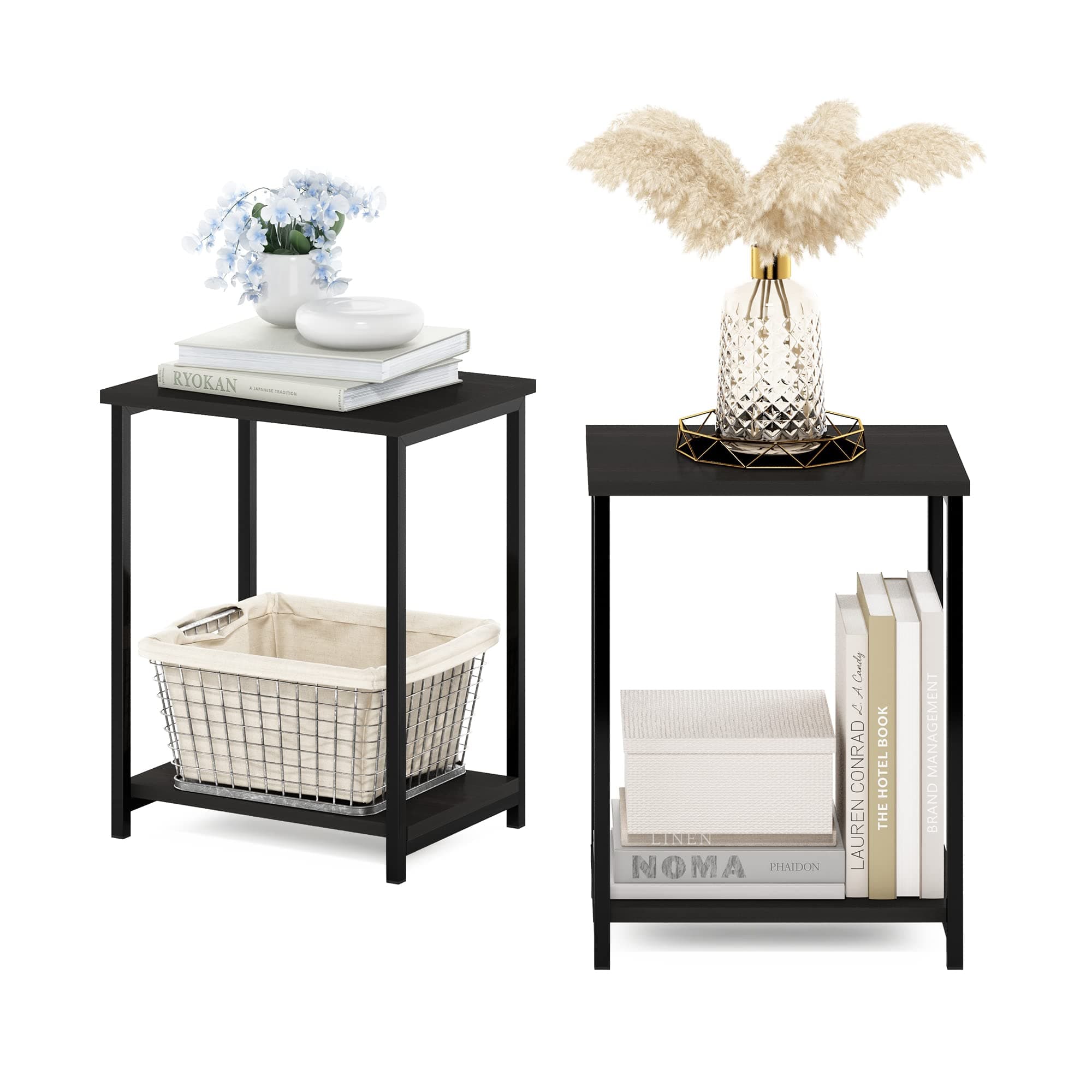 Furinno Simplistic Metal Frame End Table, 2-Pack