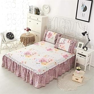 Bed Skirt Cotton lace Four Seasons Valance Simple Non-Slip Bed valances Double Bed Valance Fitted Sheet King Resistant Ruffled Valance Sheet Washable dust Ruffle