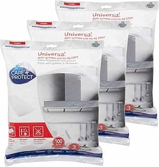 Care+Protect Anti-Grease Cooker Hood Filter - Universal - Cut-to-Size - Anti-Grease - Self-Extinguishing - Size 47x97 cm - Absorbency 100 g-sq-m, x3
