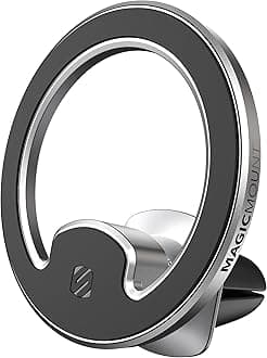 Scosche MagicMount MEMSV Elite2 Magnetic Phone Mount for MagSafe Mobile Devices, Car Vent Stand, 360° Adjustable Magnet Head, Cell Phone Holder Compatible w/iPhone 15/14/13/12 & MagSafe Case, Silver