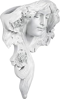 Le Etoile French Greenman Wall Sculpture Planter Pocket, 38 cm, Polyresin, Antique Stone