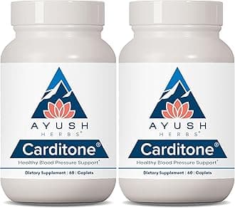 Ayush Herbs Carditone - Natural Heart Health Supplement for Women & Men, BP Formula, Holistic Heart Supplement with Rauwolfia, Arjuna, Calcium, and Magnesium - 60 Vegetarian Caplets (2 Count)