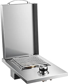 Outdoor Grill Drop-in Gas Single Side Grill Burner, 304 Stainless Steel, Natural Gas Built-in Side Burner