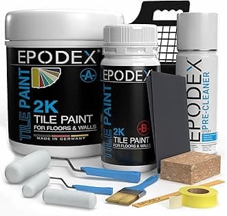EPODEX 2K Tile Paint for Bathroom, Kitchen & More with Accessories, Abrasion-Resistant, Waterproof, For Floor & Wall Tiles, 1.8kg - 7m² for 2 coats - Forest - Pastel
