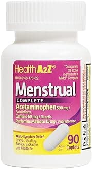 HealthA2Z® Menstrual Complete Pain Relief Tablets | Relieves Cramps, Bloating, Fatigue, Backache & Headache (90 Counts)