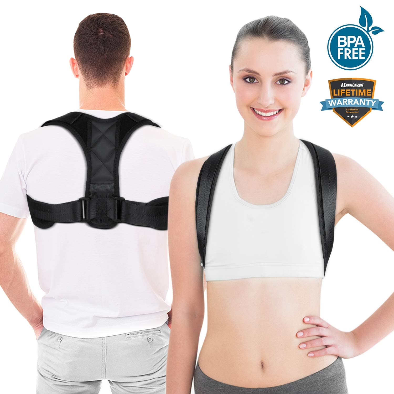 Posture Corrector Upper Back Support Brace, Universal Size Posture Belt for Women & Men, Pain Relief from Neck, Back, Shoulder & Bad Posture with Adjustable Breathable Straps (Black)