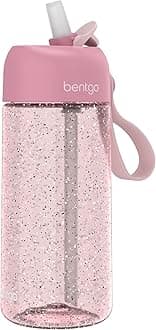 Kids Water Bottle - Leak-Proof, Durable Tritan, BPA-Free 15 oz. Cup for Kids/Toddlers Ages 3+, Safe Sip Spout, Carrying Handle, & Dishwasher Safe for School (Glitter Edition - Petal Pink)