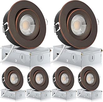 KnLnny Ware Oil Rubbed Bronze Recessed Lighting 4 Inch 6 Pack,Gimbal Led Lights with Junction Box,5CCT Selectable,9W 750LM,Dimmable