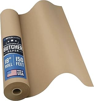 Bryco Goods Brown Butcher Paper - 18" x 150' - Unwaxed, Unbleached, Durable Food Grade Paper Roll for Wrapping & Smoking Meat