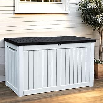 YITAHOME Spacious 230 Gallon Outdoor Storage Deck Box, Weather-Resistant Resin, Versatile for Patio Furnishings, Outdoor Cushions, Garden Tools, and Sports/Pool Gear, Grayish white