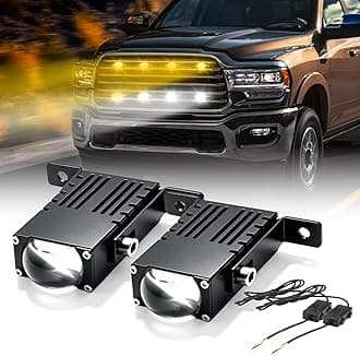 Super Bright Driving Lights, Mini Projector Fog Lights for Car/Truck/Offroad/UTV/ATV/Motorcycle, Slim LED Bar, Hi-Lo Beam, White/Yellow