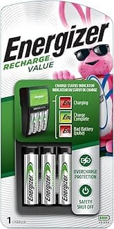 Energizer Recharge Value Charger for NiMH Rechargeable AA and AAA Batteries
