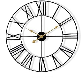 Sorbus Wall Clock, 24" Round Oversized Centurian Roman Numeral Style Home Décor Analog Metal Clock (White/Gray)…