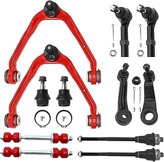 12pc Front End Suspension Kit with PU Bushing for Chevy Silverado Tahoe Avalanche 1500, GMC Sierra Suburban 1500 Yukon/Yukon XL 1500, Cadillac Escalade/Ext, Upper Control Arm Lower Ball Joint
