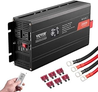 Pure Sine Wave Inverter, 2000 Watt, DC 12V to AC 120V Power Inverter with 2 AC Outlets 2 USB Port 1 Type-C Port, LCD Display and Remote Controller for Medium-Sized Household Equipment, CE FCC
