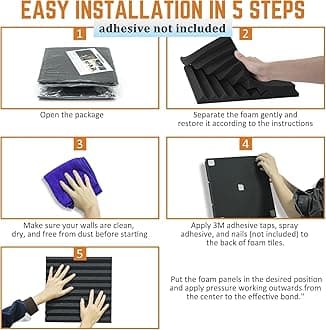 Blue Acoustic Panels 24 Pack 1 x 12x 12 Inches Sound Proof Foam for Wall Soundproof Noise Cancelling Wedge Studio Foam Panels Sound Absorbing High Density