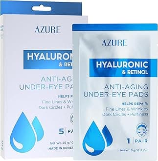 Hyaluronic & Retinol Anti Aging Under Eye Pads- Moisturizing & Rejuvenating Eye Mask Patches - Reduces Fine Lines, Wrinkles, Dark Circles & Puffiness - Made in Korea - 5 Pairs