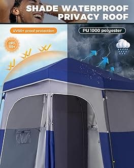KingCamp Outdoor Shower Tents for Camping, Portable Instant Pop Up Privacy Tent, 1-2 Room Bathroom Tent, Water Resistant, Windproof Changing Tent, Outdoor Shower Enclosure, Beach, Camping, Hiking, RV