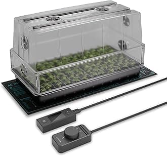 Heavy-Duty Large Humidity Dome 6x12 Germination Kit, Full Spectrum LED Grow Light Bars w/Samsung LM301H EVO LEDs, Heat Mat, 3 mm Thickest Dome, Trays, Extension Panels, for Seed Starting