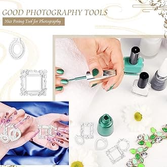 Vicenpal Vintage Resin Picture Frame Antique Photo Resin Frame Mini Resin Jewelry Display Frame Photography Photo Frame DIY Small Photo Frame for Manicure Photo Home Decoration(White)