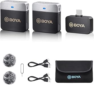 BOYA Wireless Lavalier Microphone for Android Phone iPhone 15 Plug Play USB-C Lapel Microphone Noise Cancellation Cordless Clip on Mic for Video Recording Interview YouTube Live Streaming BY-M1V4
