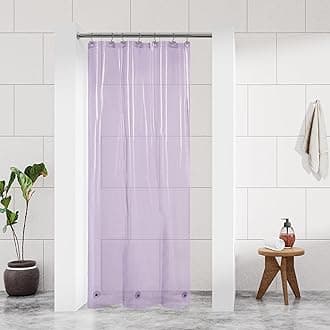 Barossa Design Clear Lavender Stall Shower Curtain Liner 36" W x 72" H - Waterproof Lightweight PEVA Plastic Shower Liner for Small Bathroom, 3 Bottom Magnets & Metal Grommets - Clear Lavender