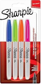 Permanent Markers | Fine Point | Fun Colours | 4 Count