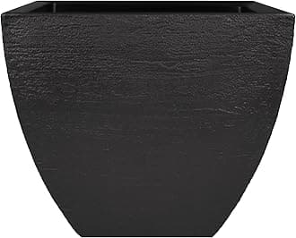 2 Set * - Modern Square Garden Planter, 16-Inch, Black