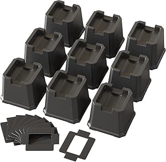 Napnapday 9 Pack Bed Risers 3 Inch Heavy Duty Furniture Elevators Fits to Wheels of Bed, Sofa, Table and Couch, Black
