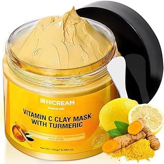 Turmeric Vitamin C Clay Mask with Kaolin Clay and Turmeric for Dark Spots, Dull Skin, Skincare Facial Mask for Controlling Oil and Refining Pores 5.29 Oz (yellow)