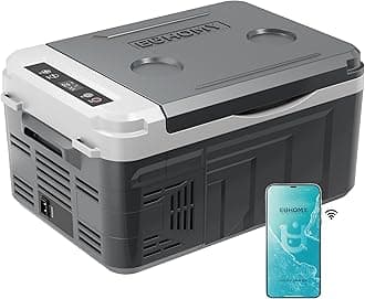 EUHOMY 12 Volt Refrigerator, 12 Quart (10L) Compressor Electric Cooler APP Control, Car Fridge 12/24V DC & 120-240V AC, Car Refrigerator -4℉~68℉, Portable Freezer for RV, Travel, Camping
