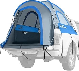 JOYTUTUS Truck Tent, Portable Truck Bed Tent with Rainfly, Truck Tent for 6.0'-6.3' with Fiberglass Pole, Waterproof PU2000mm Double Layer for 2 Person - Blue