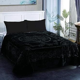 JML Fleece Blanket King Size, Heavy Korean Mink Blanket 85 X 95 Inches- 9 Lbs, Single Ply, Soft and Warm, Thick Raschel Printed Mink Blanket for Autumn,Winter,Bed,Home,Gifts, (Black)