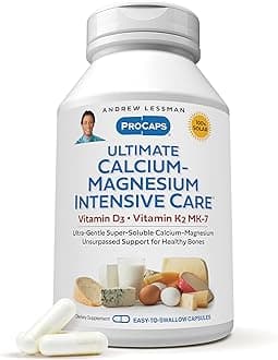 Ultimate Calcium-Magnesium Intensive Care with Vitamin D3 & K2 MK7-120 mcg - 60 Capsules – Bone and Skeleton Health Essentials. Gentle, Easy to Swallow, Super Soluble. No Additives