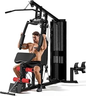 - JELENS Home Gym, Multifunctional H11 Home Gym Equipment, Workout Station with 150LBS Weight Stack, Exercise Equipment with Pulley System for Full Body Training
