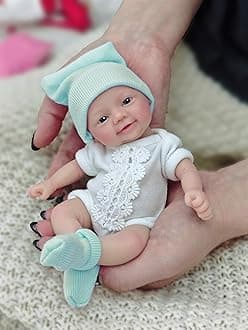 7 Inch Reborn Baby Doll,Silicone Doll Girl Leah, Mini Realistic Newborn Baby Dolls Silicone Full Body with Feeding Accessories&Gift Box