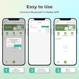 Nelko Label Maker with Tape, P21 Bluetooth Label Printer, Wireless Mini Label Maker with Multiple Templates for Office and Home Organization, Blue