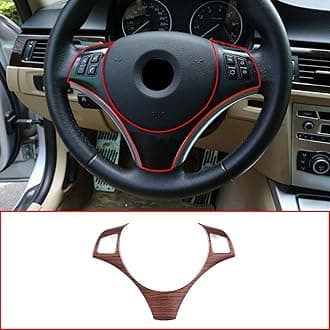 4 Styles ABS Chrome For BMW E90 3 Series 2005-2012 Car Steering Wheel Decoration Frame Trim Accessories (Pine Wood Grain)