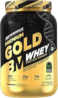 Premium Gold Whey [1Kilogram] | Informed Choice UK Certified | Isolate Whey Protein Blend | 25G Protein | 11G EAA | Prohydrolase Enzyme Technology [Malai Kulfi], 37 Grams