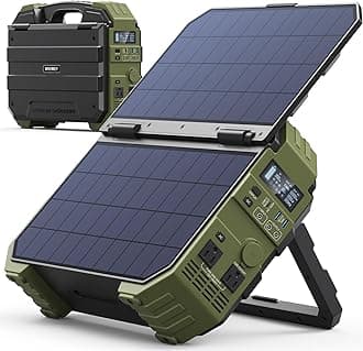 BROWEY 1600W (3200W Peak) Portable Power Station, 1024Wh LiFePO4 Battery with Built-in Solar Panel, 100W USB-C PD, Solar Generator for Camping, RV, Home Backup, Emergency