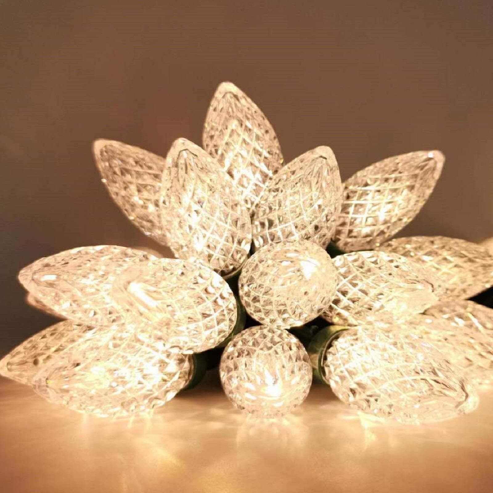 2-Pack Extendable 33FT 50LED C9 Christmas Lights String, LED Christmas Lights Plug in with 29V Safe Adaptor, Waterproof Decorative Lights Indoor/Outdoor for Xmas Tree Decoration (Warm White)